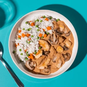 Rijst-met-Kipreepjes-in-Champignonsaus