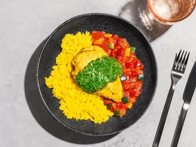 Kurkumarijst met Kip en Pesto